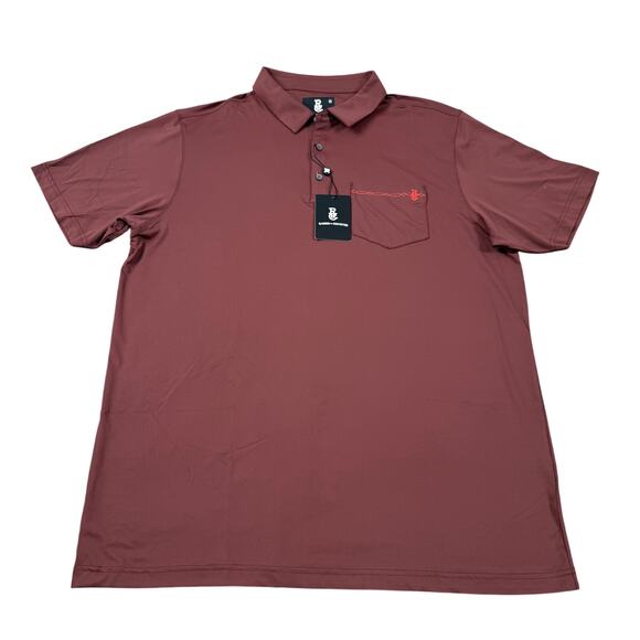NWT Raised By Coyotes Shirt Mens XL Maroon Stitch Pocket Golf Polo Texas Western - Picture 1 of 9